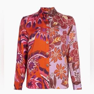 Farm Rio Lilac mixed print shirt
